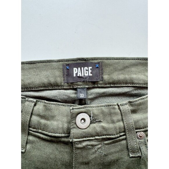 Men's PAIGE Federal Pine Green Transcend Stretch Slim Straight Jeans, Size 33 - Picture 12 of 15